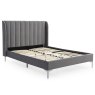 Avery King (150cm) Bedstead Fabric Grey Velvet & Chrome Legs