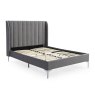 Avery Double (135cm) Bedstead Fabric Grey Velvet & Chrome Legs