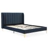 Avery Super King (180cm) Bedstead Fabric Midnight Blue & Gold Legs