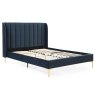 Avery King (150cm) Bedstead Fabric Midnight Blue & Gold Legs