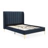 Avery Double (135cm) Bedstead Fabric Midnight Blue & Gold Legs