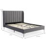 Avery King (150cm) Bedstead Fabric Grey Velvet & Chrome Legs Dimensions