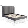 Avery Double (135cm) Bedstead Fabric Grey Velvet & Chrome Legs Dimensions