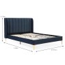 Avery Super King (180cm) Bedstead Fabric Midnight Blue & Gold Legs Dimensions