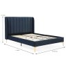 Avery King (150cm) Bedstead Fabric Midnight Blue & Gold Legs Dimensions