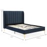 Avery Double (135cm) Bedstead Fabric Midnight Blue & Gold Legs Dimensions