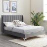 Avery Super King (180cm) Bedstead Fabric Grey Velvet & Chrome Legs Lifestyle