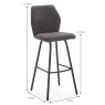 Paulo High Bar Stool Fabric Dark Grey Dimensions