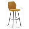 Paulo High Bar Stool Fabric Mustard Dimensions