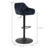 Brooke High/Low Gas Lift Bar Stool Fabric Navy Dimensions