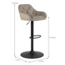 Brooke High/Low Gas Lift Bar Stool Fabric Beige Dimensions
