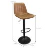 Barcelona High/Low Gas Lift Bar Stool Faux Leather Cognac Dimensions