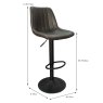 Barcelona High/Low Gas Lift Bar Stool Faux Leather Brown Dimensions