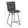 Shelly Bar Stool Faux Leather Grey Dimensions