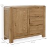 Ellie 1 Door + 3 Drawer Sideboard Oak Dimensions