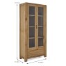 Ellie 2 Door + 1 Drawer Display Cabinet Oak Dimensions