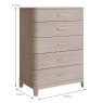 Emile 5 Drawer Tallboy Cream Dimensions