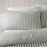 Catherine Lansfield Stripe Brushed Cotton Single Duvet Cover Set Green Pillow