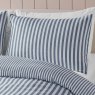 Catherine Lansfield Stripe Brushed Cotton Double Duvet Cover Set Blue Pillow