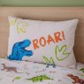 Catherine Lansfield Prehistoric Dinosaur Reversible Single Duvet Cover Set Natural & Blue Pillow