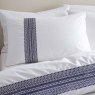 Bianca Remy Embroidery Single Duvet Cover Set White & Blue Close Up