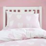 Catherine Lansfield Hearts Brushed Cotton Reversible Single Duvet Cover Set Pink & White Pillow