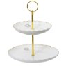 Porcelain Cake Stand With Gold Rim Natural 20cm