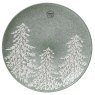 Reactive Glaze Stoneware Dinner Plate With Embossed Tree Green 27cm
