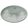 Reactive Glaze Stoneware Dinner Plate With Embossed Tree Green 27cm From Above