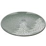 Reactive Glaze Stoneware Breakfast/Side Plate With Embossed Tree Green 20cm