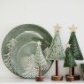 Reactive Glaze Stoneware Breakfast Plate With Embossed Tree Green 20cm Lifestyle