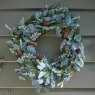 Modern Wreath With Silver Leaves & Pinecones 40cm Lifestyle