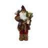 Santa With Tartan Coat, Fur & Skis Red 30cm