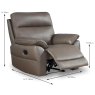 Giovanni Manual Reclining Armchair Leather Dark Grey Dimentions
