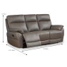 Giovanni Manual Reclining 3 Seater Sofa Leather Dark Grey Dimentions