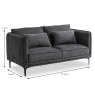 Warrington 2 Seater Sofa Fabric Dark Grey Dimentions