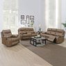 Angelica 2 Seater Manual Reclining Sofa With Central Console & Cupholders Faux Suede Tan Lifestyle