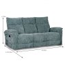 Allegra 3 Seater Manual Reclining Sofa Fabric Green Dimensions
