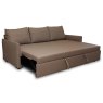 Canberra 3 Seater Sofa Bed Faux Leather Camel Open
