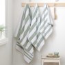BIANCA Reversible Stripe Jacquard Bath Sheet Sage Lifestyle