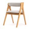 Carla Dining Chair With Curved Fabric Backrest & Seat Pad With Angled Legs Oak