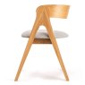 Carla Dining Chair With Curved Fabric Backrest & Seat Pad With Angled Legs Oak Side