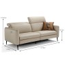 Egoitaliano Eiger 2.5 Seater Sofa Leather Category B Dimensions