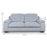 Cervino 3 Seater Sofa Pet Friendly Fabric Grey Dimensions