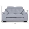 Cervino 2 Seater Sofa Pet Friendly Fabric Grey Dimensions