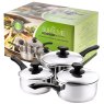 Pendeford Supreme Stainless Steel 3 Piece Saucepan Set Packaging