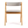 Carla Dining Chair With Curved Fabric Backrest & Seat Pad With Angled Legs Oak Front