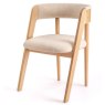 Carla Dining Chair With Curved Fabric Backrest & Seat Pad Oak Tilted