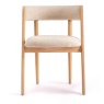 Carla Dining Chair With Curved Fabric Backrest & Seat Pad Oak