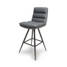 Nobo Swivel High Bar Stool Faux Leather Grey 1